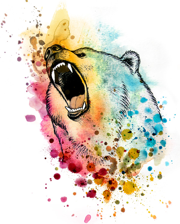 Roar Colourful bear tattoo design  VARPU KRONHOLM  ART  DESIGN